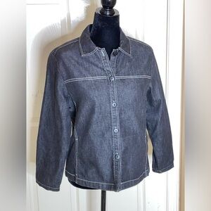 Pendleton Womens Button Down Black Denim Shirt / Jacket Chambray Size Medium‌‍‍‍